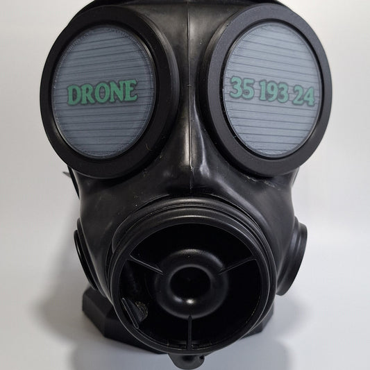 UKINK S10 Gasmaske mit personalisierten Abdeckkappen und individuellem Schriftzug