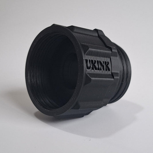 UKINK M40 Verbinder Male/Female in schwarzer Seitenansicht mit sichtbarem Innengewinde